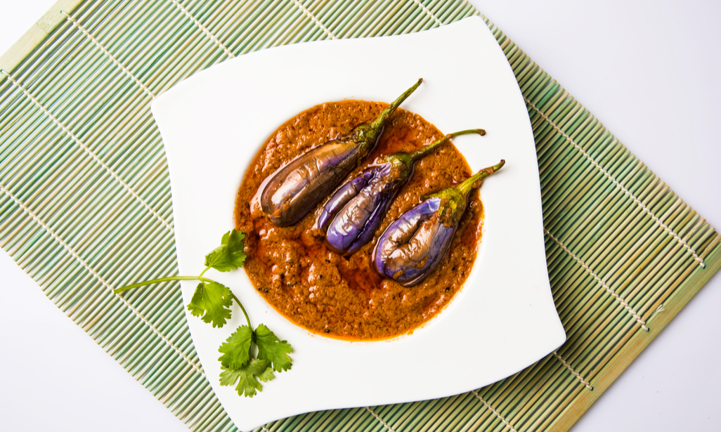 Andhra-style eggplant curry